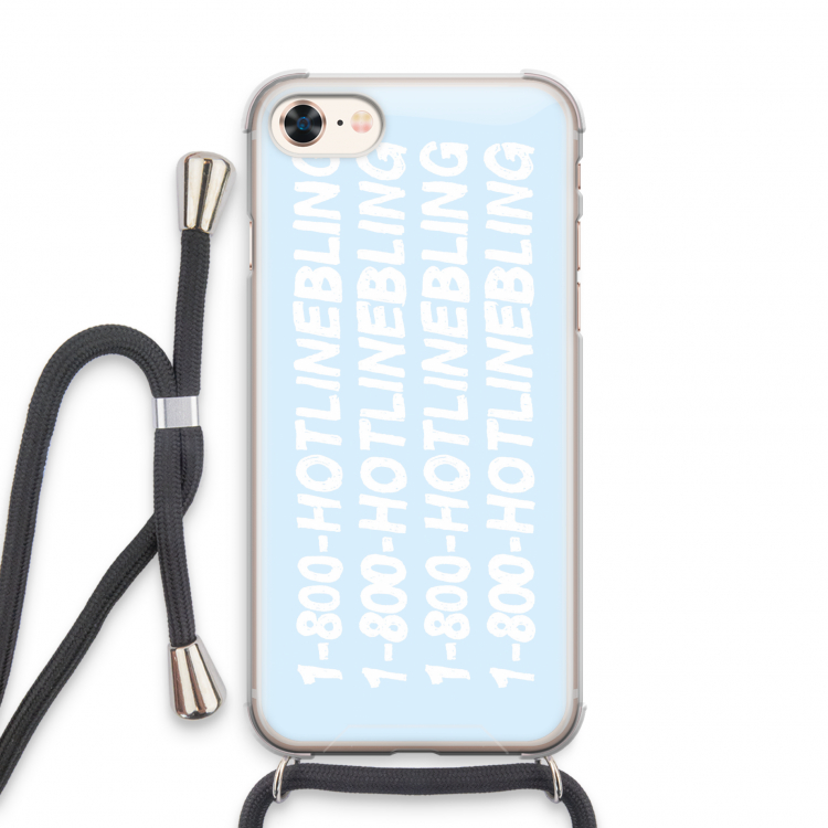 Hotline bling blue: iPhone 7 Transparant Hoesje met koord