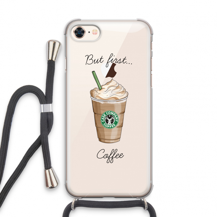 But first coffee: iPhone 7 Transparant Hoesje met koord