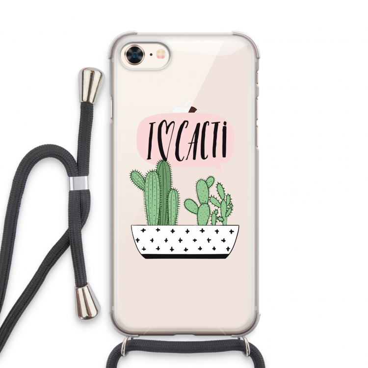 I love cacti: iPhone 7 Transparant Hoesje met koord