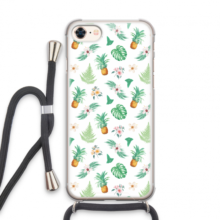Ananas bladeren: iPhone 7 Transparant Hoesje met koord