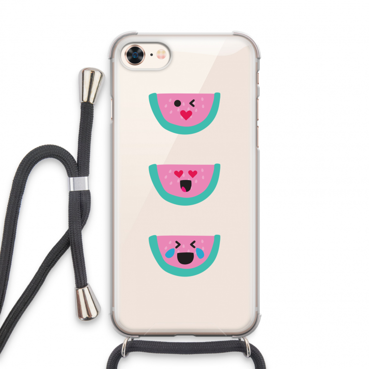 Smiley watermeloen: iPhone 7 Transparant Hoesje met koord