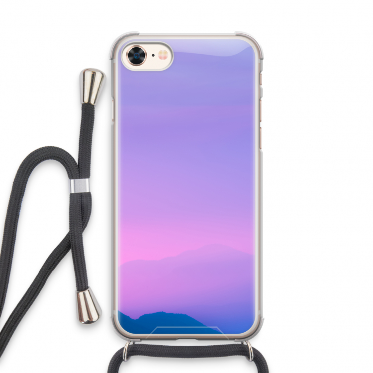 Sunset pastel: iPhone 7 Transparant Hoesje met koord