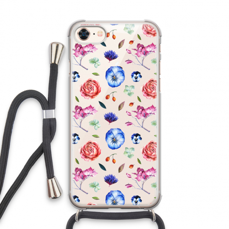 Bloemetjes: iPhone 7 Transparant Hoesje met koord