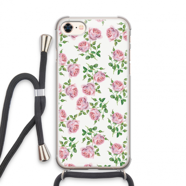 Kleine roosjes: iPhone 7 Transparant Hoesje met koord