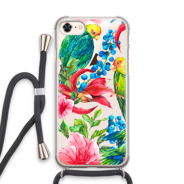 Papegaaien: iPhone 7 Transparant Hoesje met koord
