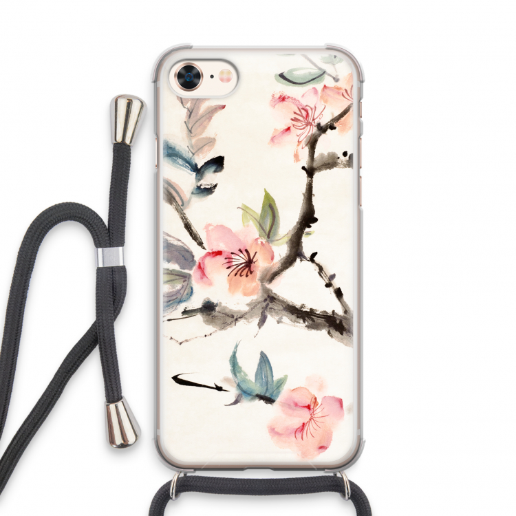 Japanse bloemen: iPhone 7 Transparant Hoesje met koord