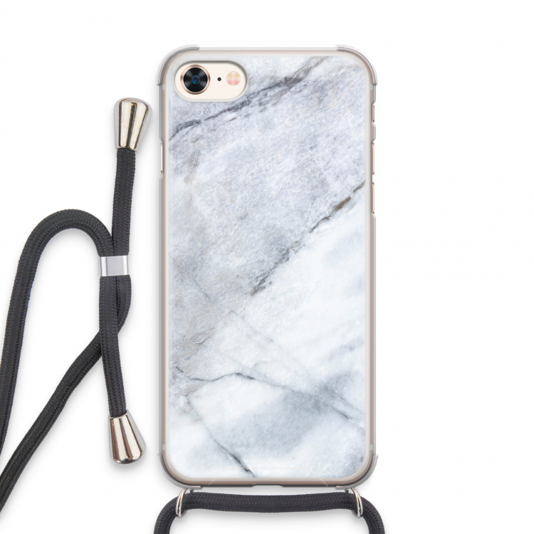 Witte marmer: iPhone 7 Transparant Hoesje met koord