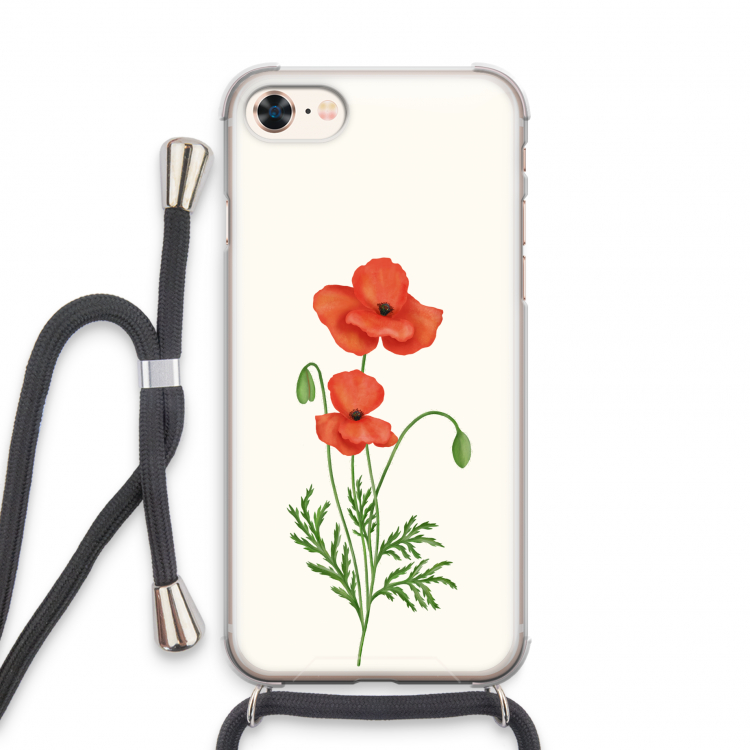 Red poppy: iPhone 7 Transparant Hoesje met koord