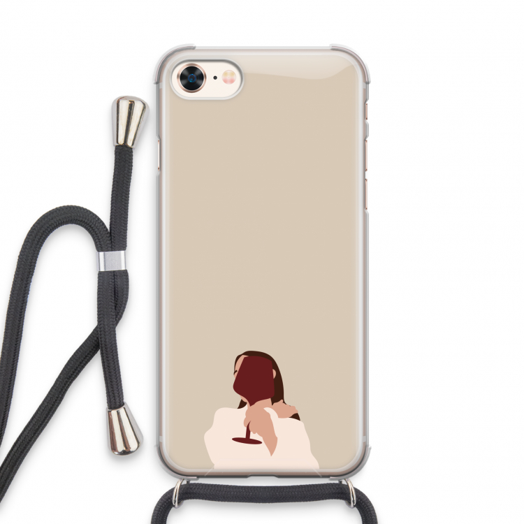I drink wine: iPhone 7 Transparant Hoesje met koord