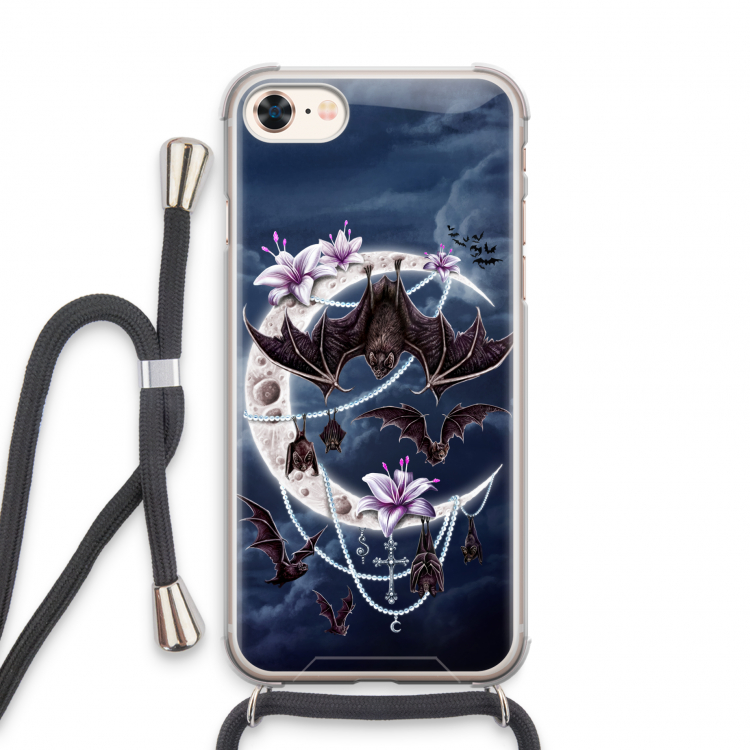 Vleermuizen Maan: iPhone 7 Transparant Hoesje met koord
