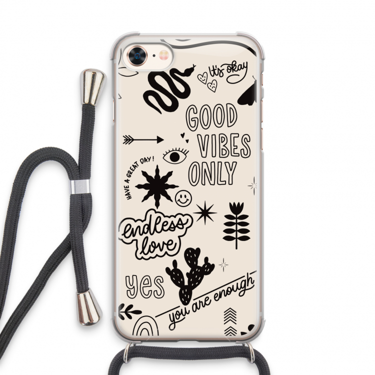 Good vibes: iPhone 7 Transparant Hoesje met koord