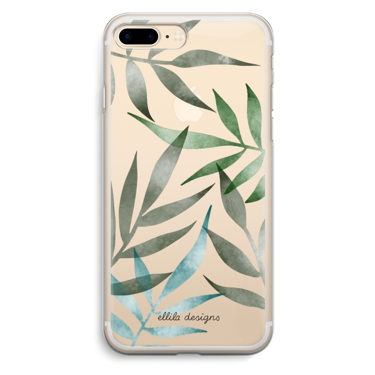 Tropical watercolor leaves: iPhone 7 Plus Transparant Hoesje
