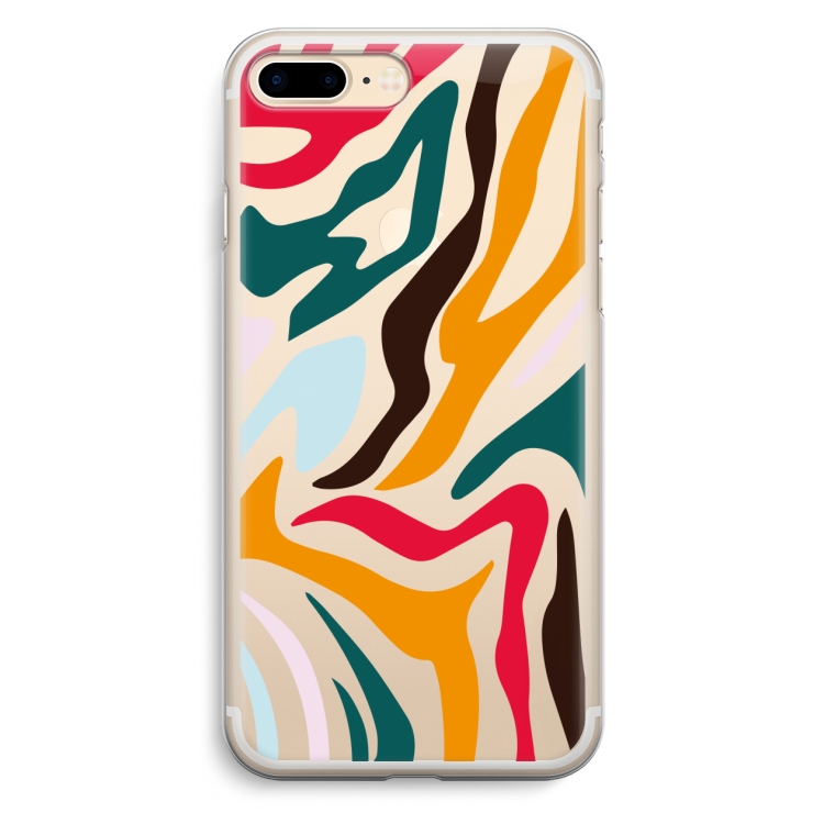 Colored Zebra: iPhone 7 Plus Transparant Hoesje
