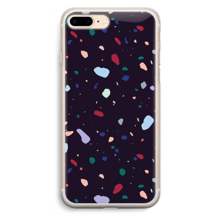 Dark Rounded Terrazzo: iPhone 7 Plus Transparant Hoesje