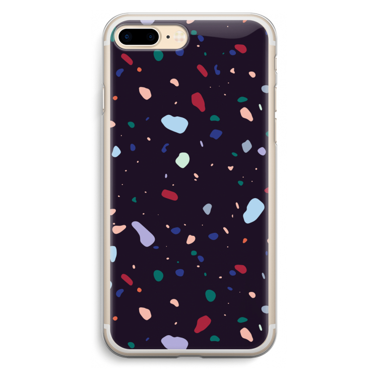 Dark Rounded Terrazzo: iPhone 7 Plus Transparant Hoesje