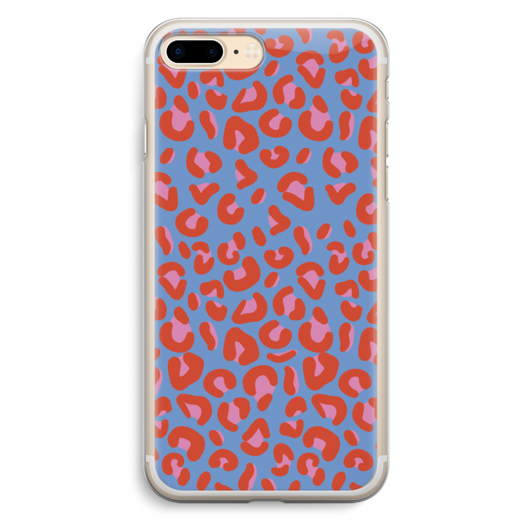 Leopard blue: iPhone 7 Plus Transparant Hoesje