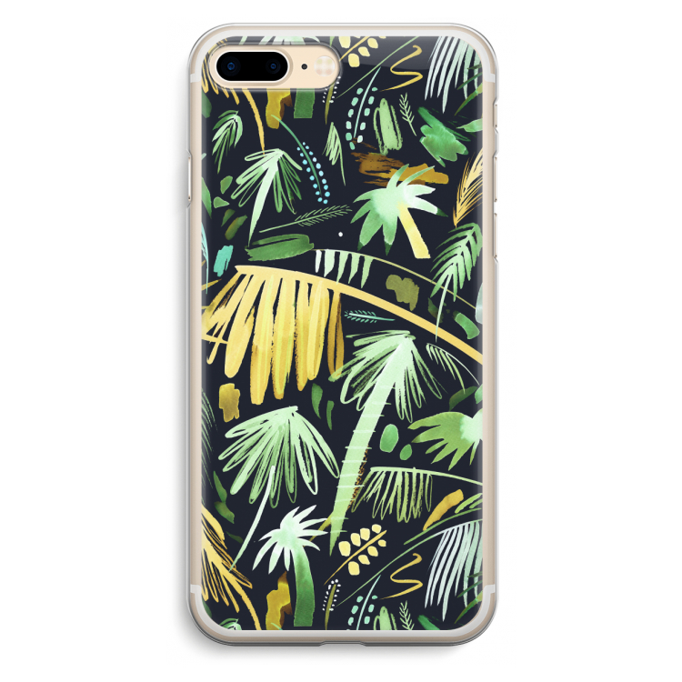 Tropical Palms Dark: iPhone 7 Plus Transparant Hoesje