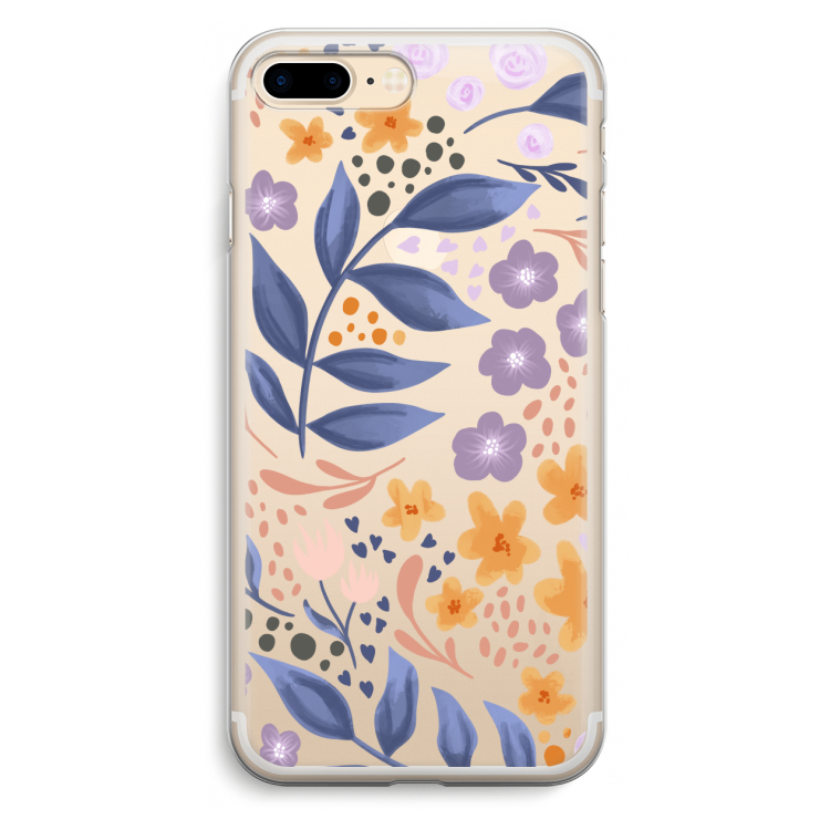 Flowers with blue leaves: iPhone 7 Plus Transparant Hoesje