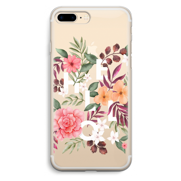 Hello in flowers: iPhone 7 Plus Transparant Hoesje