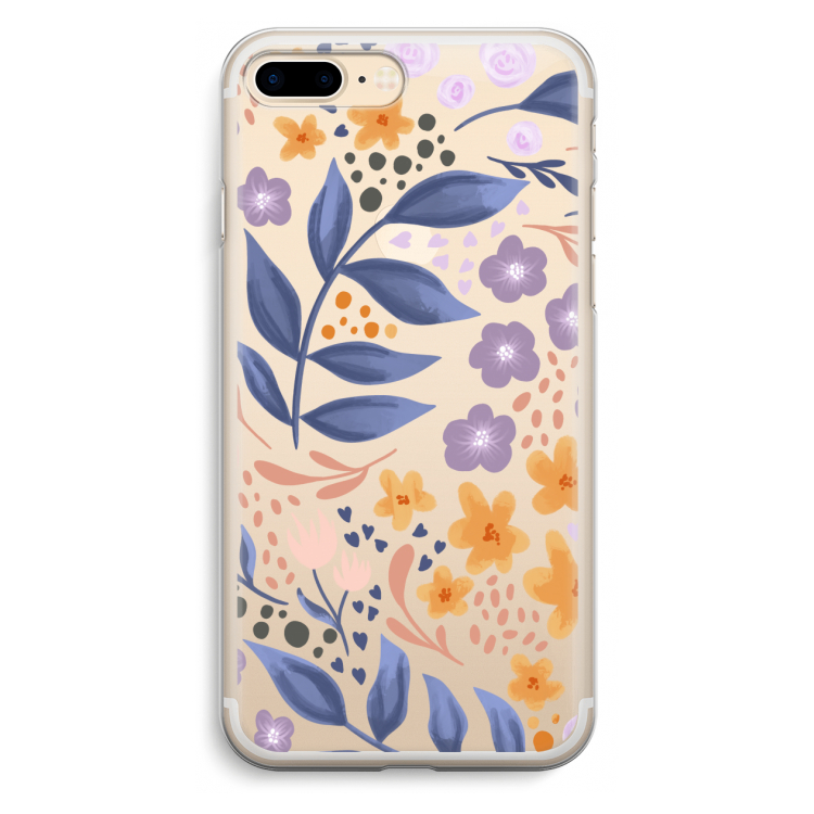 Flowers with blue leaves: iPhone 7 Plus Transparant Hoesje