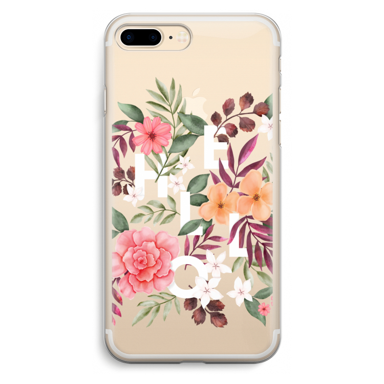 Hello in flowers: iPhone 7 Plus Transparant Hoesje