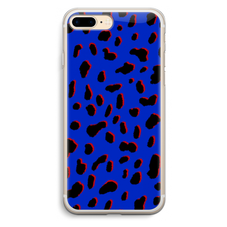 Blue Leopard: iPhone 7 Plus Transparant Hoesje