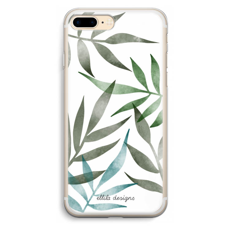 Tropical watercolor leaves: iPhone 7 Plus Transparant Hoesje