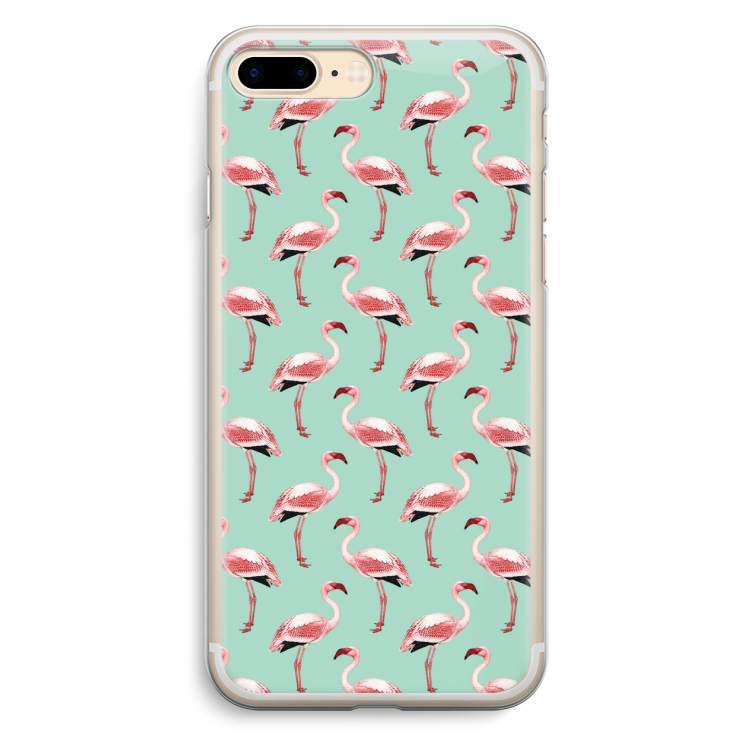Flamingoprint groen: iPhone 7 Plus Transparant Hoesje