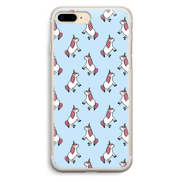 Eenhoorns overal: iPhone 7 Plus Transparant Hoesje