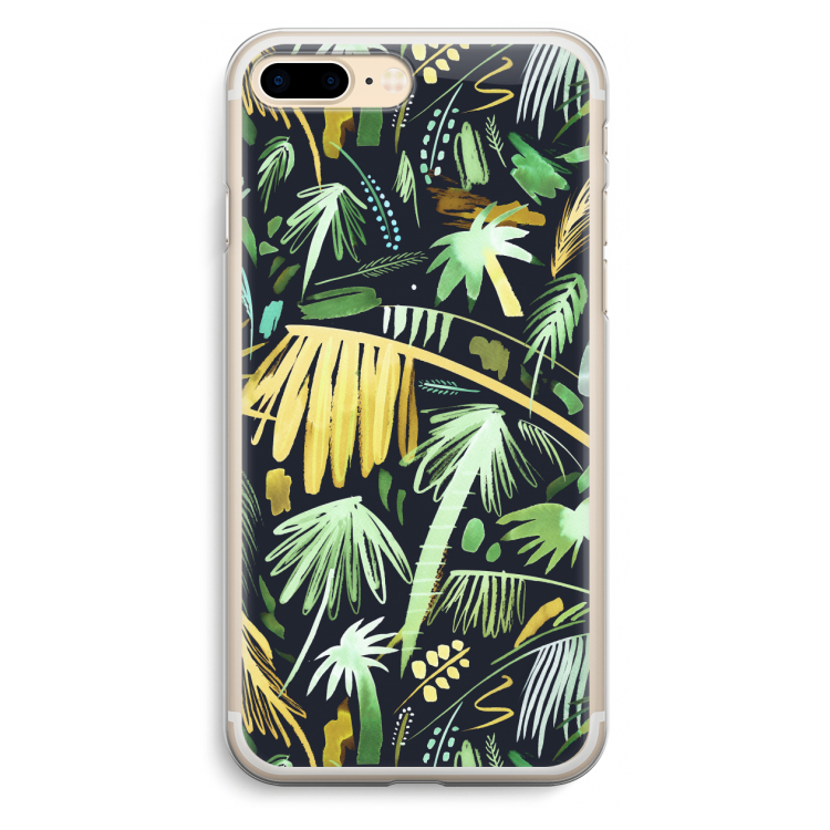 Tropical Palms Dark: iPhone 7 Plus Transparant Hoesje