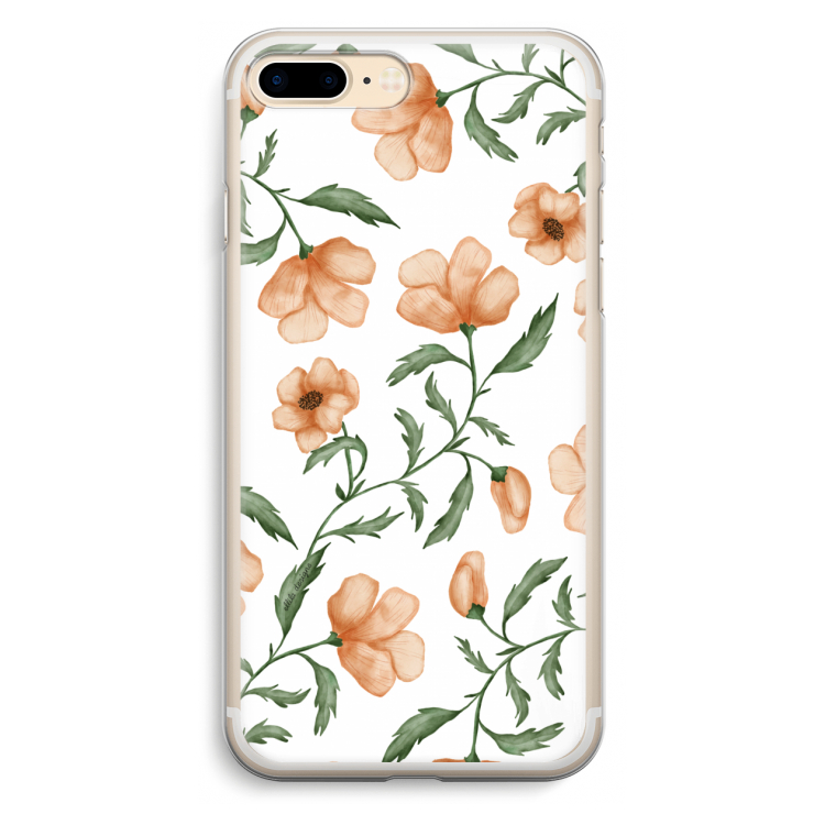Peachy flowers: iPhone 7 Plus Transparant Hoesje