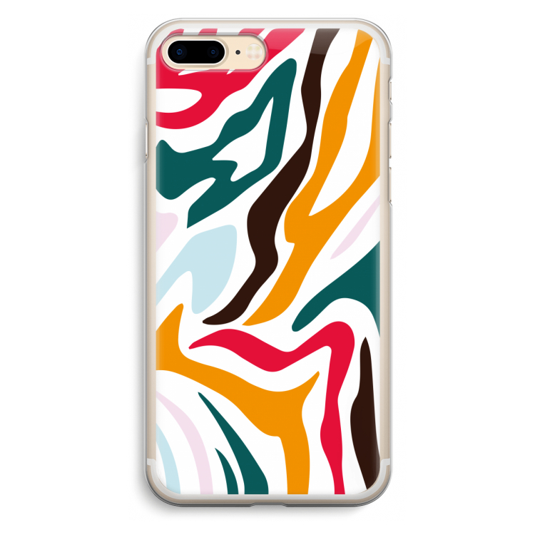 Colored Zebra: iPhone 7 Plus Transparant Hoesje