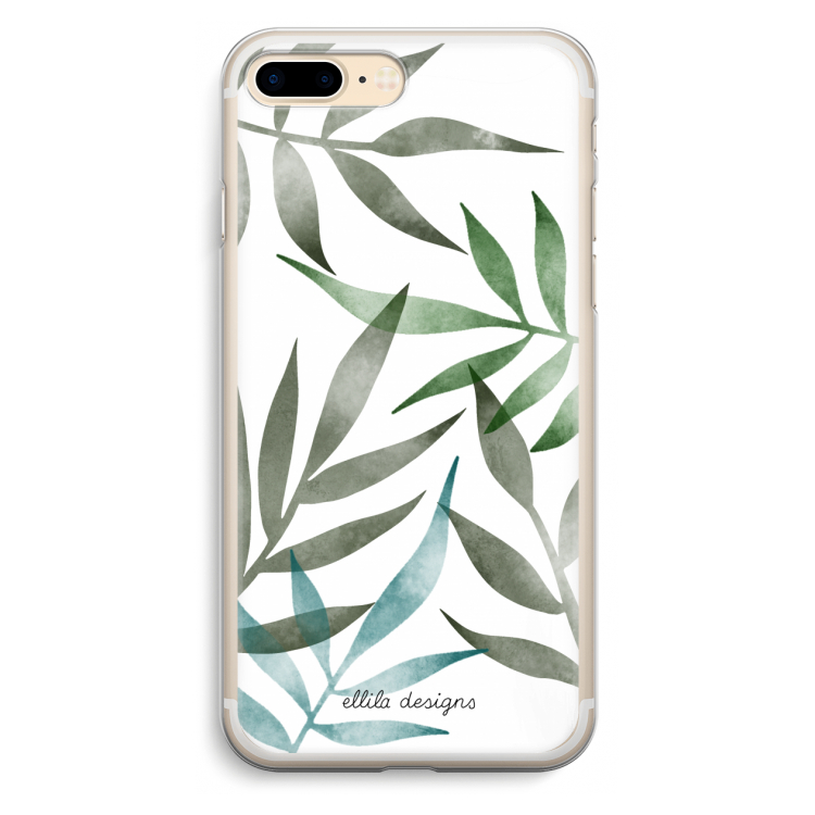 Tropical watercolor leaves: iPhone 7 Plus Transparant Hoesje