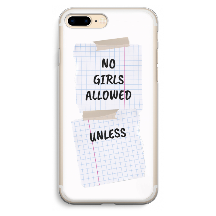 No Girls Allowed Unless: iPhone 7 Plus Transparant Hoesje