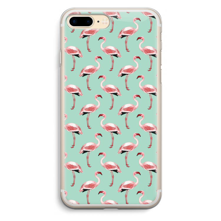 Flamingoprint groen: iPhone 7 Plus Transparant Hoesje