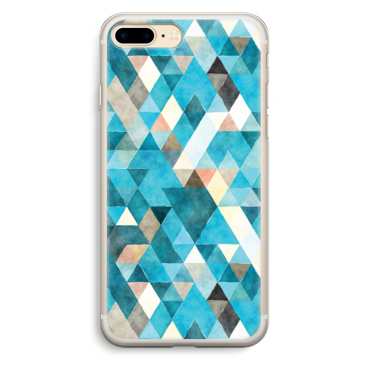 Gekleurde driehoekjes blauw: iPhone 7 Plus Transparant Hoesje