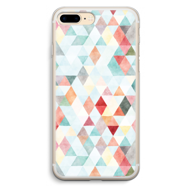 Gekleurde driehoekjes pastel: iPhone 7 Plus Transparant Hoesje