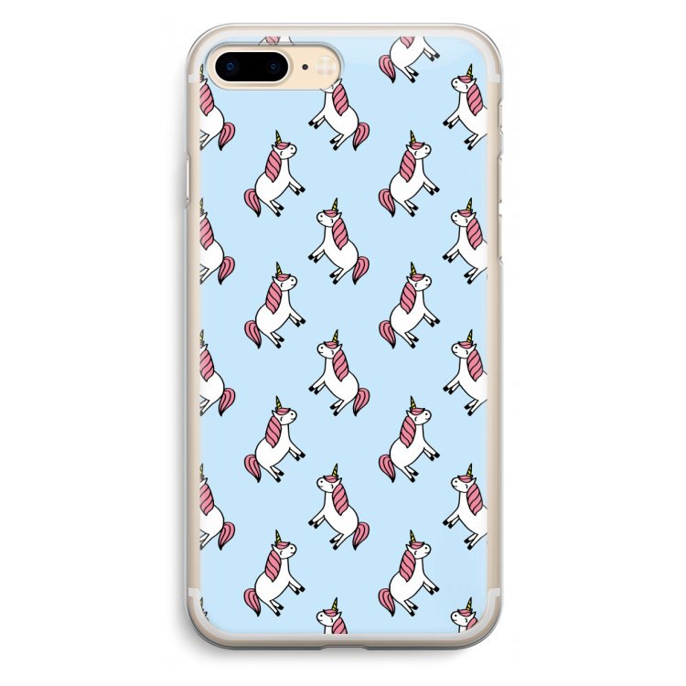 Eenhoorns overal: iPhone 7 Plus Transparant Hoesje