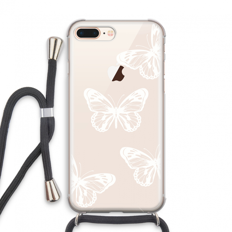 White butterfly: iPhone 7 PLUS Transparant Hoesje met koord