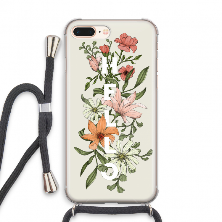 Hello bloemen: iPhone 7 PLUS Transparant Hoesje met koord
