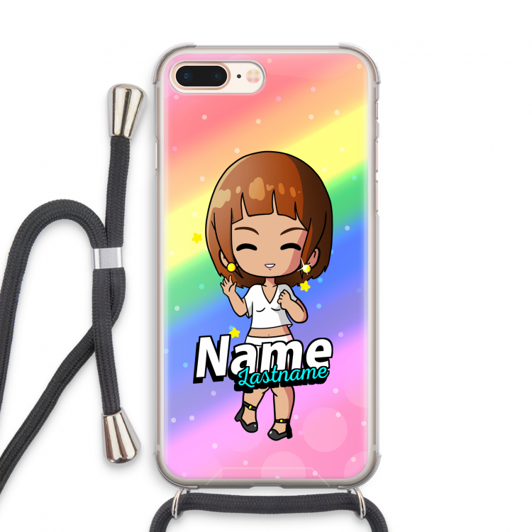 Chibi Maker vrouw: iPhone 7 PLUS Transparant Hoesje met koord