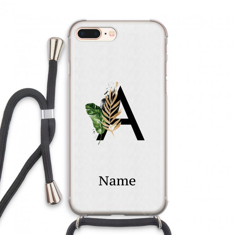 Charcoal Flora: iPhone 7 PLUS Transparant Hoesje met koord