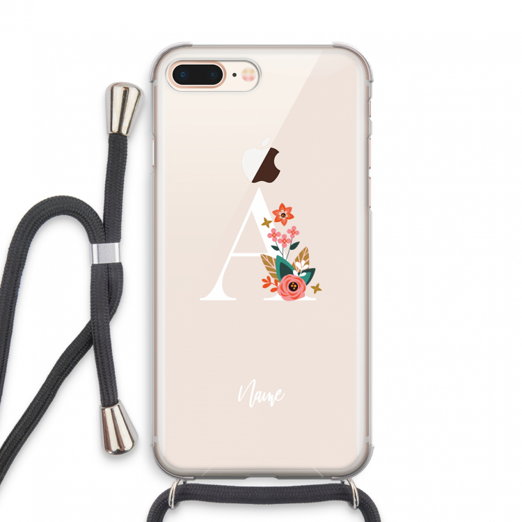 Pink Bouquet: iPhone 7 PLUS Transparant Hoesje met koord