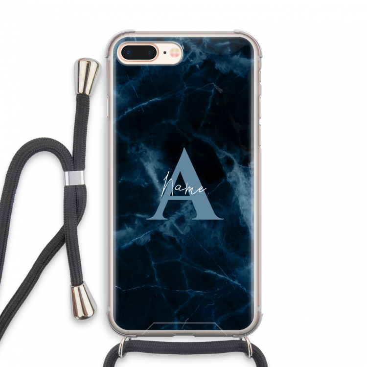 Midnight Marble: iPhone 7 PLUS Transparant Hoesje met koord