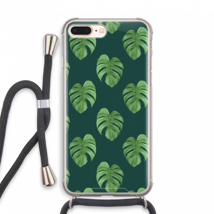 Monstera leaves: iPhone 7 PLUS Transparant Hoesje met koord