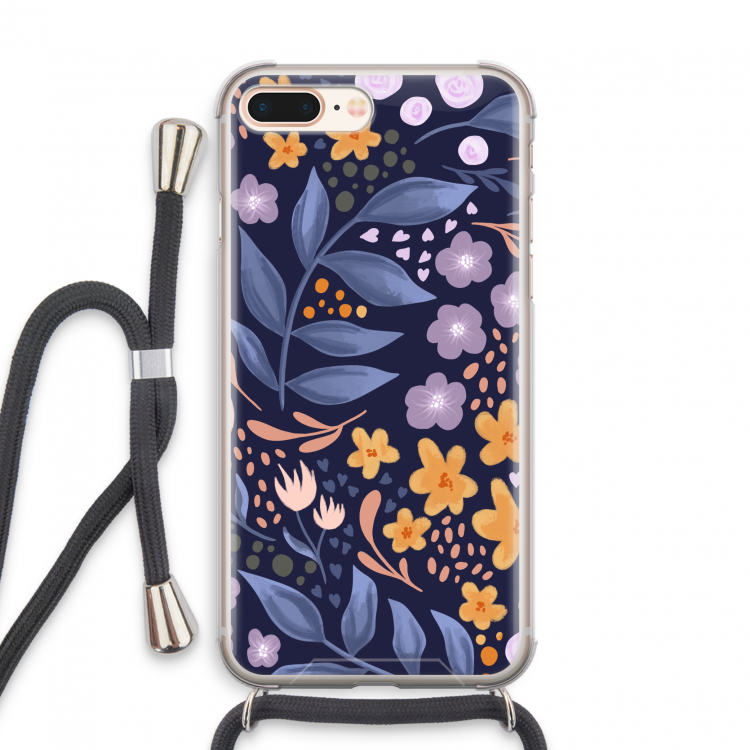 Flowers with blue leaves: iPhone 7 PLUS Transparant Hoesje met koord