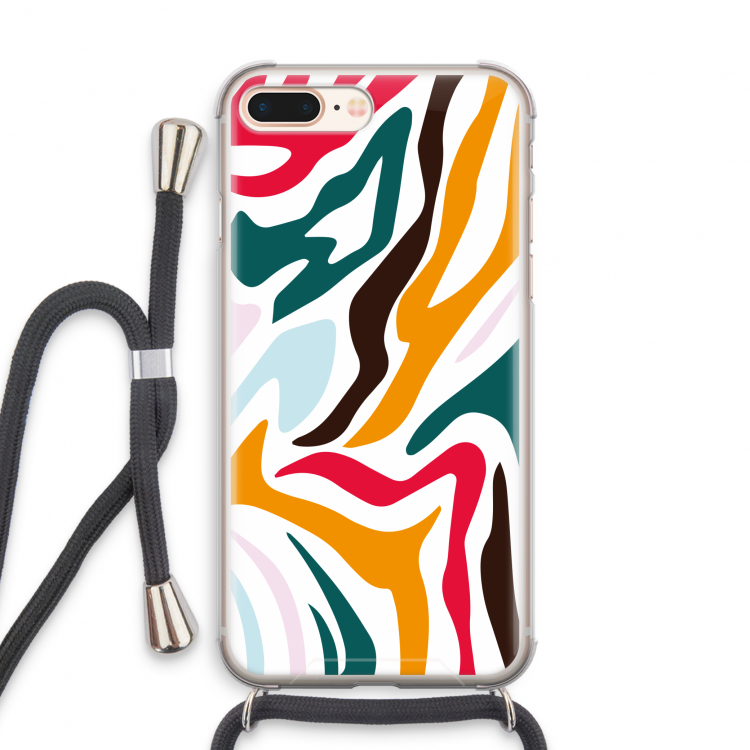 Colored Zebra: iPhone 7 PLUS Transparant Hoesje met koord