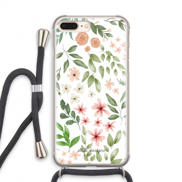 Botanical sweet flower heaven: iPhone 7 PLUS Transparant Hoesje met koord