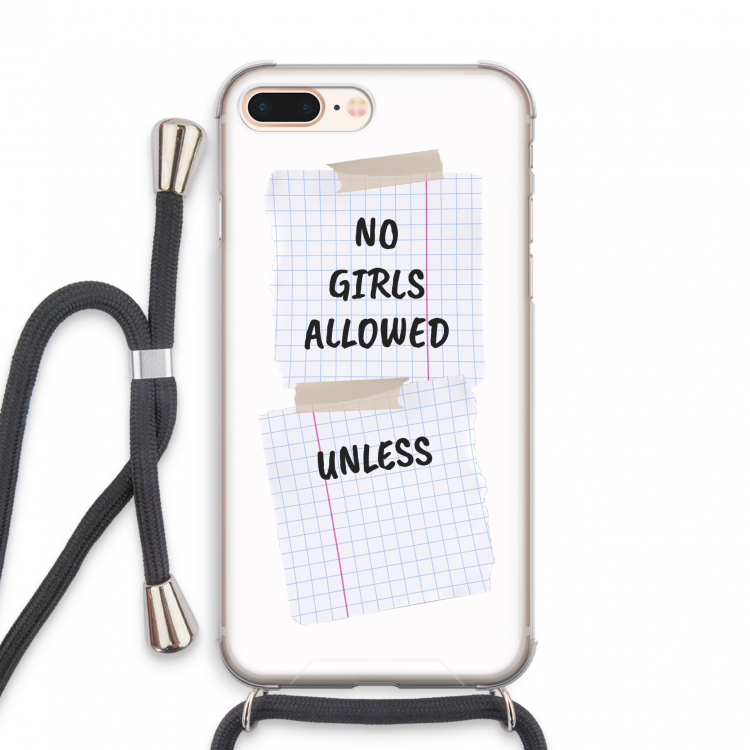 No Girls Allowed Unless: iPhone 7 PLUS Transparant Hoesje met koord