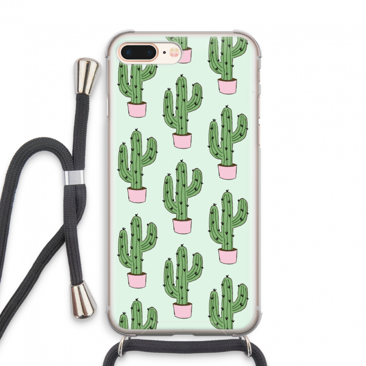 Cactus Lover: iPhone 7 PLUS Transparant Hoesje met koord